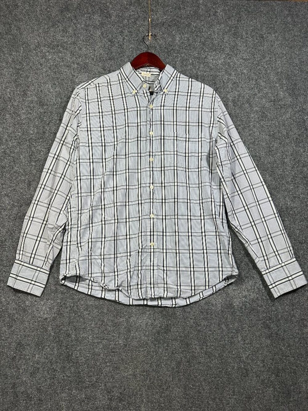 J Crew Shirt Mens Medium Tailored Fit Cotton Button Up Long Sleeve Blue Plaid